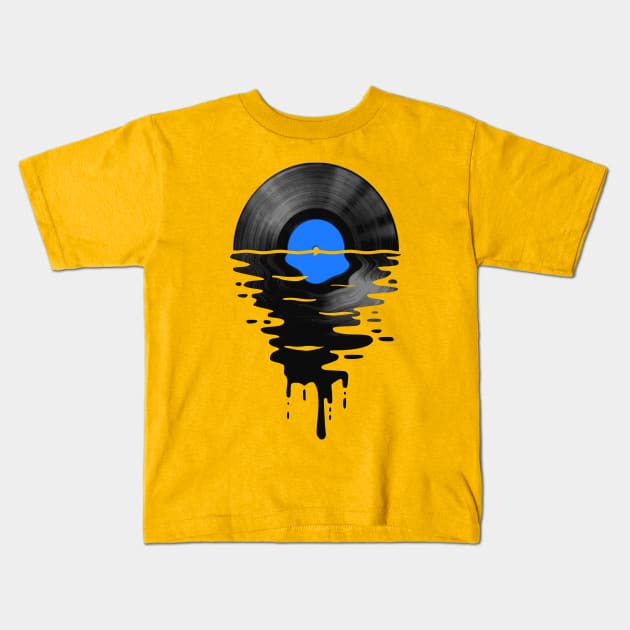 Vinyl LP Music Record Sunset Blue Kids T-Shirt by Nerd_art